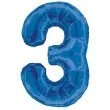 balon foliowy cyfra 3 niebieski unique 34 dgt