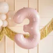 balon foliowy cyfra 3 pastel rozowy jasny partydeco 34 dgt