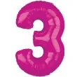 balon foliowy cyfra 3 rozowy amscan 26 dgt