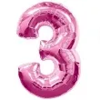balon foliowy cyfra 3 rozowy amscan 34 dgt
