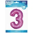balon foliowy cyfra 3 rozowy godan 14 dgt