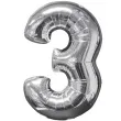 balon foliowy cyfra 3 srebrny amscan 26 dgt