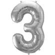 balon foliowy cyfra 3 srebrny partydeco 34 dgt