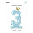 balon foliowy cyfra 3 stojaca blekitny partydeco 33 dgt