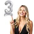 balon foliowy cyfra 3 stojaca srebrny godan 15 dgt