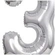 balon foliowy cyfra 3 stojaca srebrny godan 15 dgt