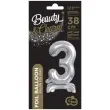 balon foliowy cyfra 3 stojaca srebrny godan 15 dgt