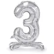 balon foliowy cyfra 3 stojaca srebrny partydeco 27 dgt