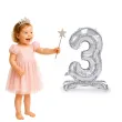 balon foliowy cyfra 3 stojaca srebrny partydeco 27 dgt