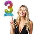 balon foliowy cyfra 3 stojaca teczowy godan 15 dgt