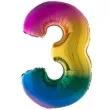 balon foliowy cyfra 3 teczowy funny fashion 40 dgt