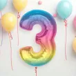 balon foliowy cyfra 3 teczowy godan 36 dgt
