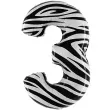 balon foliowy cyfra 3 zebra grabo 40 dgt