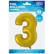 balon foliowy cyfra 3 zloty mat godan 45 dgt