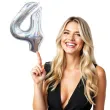balon foliowy cyfra 4 holograficzna srebrny partypal 40 dgt