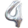 balon foliowy cyfra 4 holograficzna srebrny partypal 40 dgt