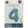 balon foliowy cyfra 4 metaliczny mat niebieski pastelowy folat 34 dgt