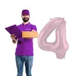balon foliowy cyfra 4 metaliczny mat rozowy pastelowy folat 34 dgt