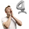 balon foliowy cyfra 4 stojaca srebrny godan 29 dgt