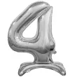balon foliowy cyfra 4 stojaca srebrny godan 29 dgt