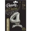 balon foliowy cyfra 4 stojaca srebrny godan 29 dgt