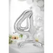 balon foliowy cyfra 4 stojaca srebrny partydeco 27 dgt