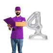 balon foliowy cyfra 4 stojaca srebrny partydeco 27 dgt
