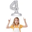 balon foliowy cyfra 4 stojaca srebrny partydeco 27 dgt