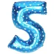 balon foliowy cyfra 5 gwiazdki niebieski oem 16 dgt