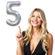 balon foliowy cyfra 5 holograficzna srebrny partypal 40 dgt