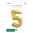 balon foliowy cyfra 5 jasnozloty partydeco 34 dgt