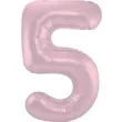 balon foliowy cyfra 5 metaliczny mat rozowy pastelowy folat 34 dgt