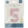 balon foliowy cyfra 5 metaliczny mat rozowy pastelowy folat 34 dgt