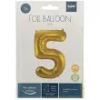 balon foliowy cyfra 5 metaliczny zloty folat 34 dgt