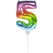 balon foliowy cyfra 5 mini teczowy folat 14 dgt