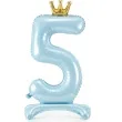 balon foliowy cyfra 5 stojaca blekitny partydeco 33 dgt