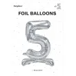 balon foliowy cyfra 5 stojaca srebrny partydeco 27 dgt