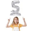 balon foliowy cyfra 5 stojaca srebrny partydeco 27 dgt