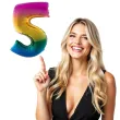 balon foliowy cyfra 5 teczowy funny fashion 40 dgt