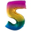 balon foliowy cyfra 5 teczowy funny fashion 40 dgt