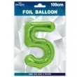 balon foliowy cyfra 5 zielone jabluszko partypal 39 dgt