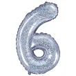 balon foliowy cyfra 6 holo srebrny partydeco 14 dgt