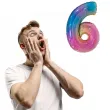 balon foliowy cyfra 6 holo teczowy grabo 40 dgt