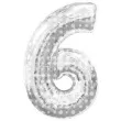 balon foliowy cyfra 6 kropki srebrny folat 34 dgt