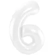 balon foliowy cyfra 6 metaliczny mat bialy folat 34 dgt