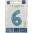 balon foliowy cyfra 6 metaliczny mat niebieski pastelowy folat 34 dgt