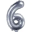 balon foliowy cyfra 6 srebrny partydeco 14 dgt