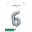 balon foliowy cyfra 6 srebrny partydeco 34 dgt