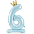 balon foliowy cyfra 6 stojaca blekitny partydeco 33 dgt