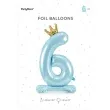 balon foliowy cyfra 6 stojaca blekitny partydeco 33 dgt